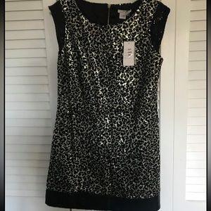 Alberto Meroli designer cocktail dress, sequin leopard print
